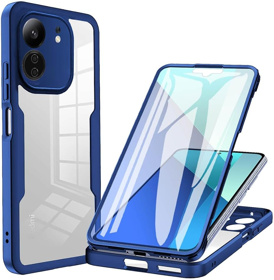 SEAHAI Clear Case for OPPO A5X 5G/4G, with Built-In Screen Protector 360&deg; Full Body Rugged Armor Heavy Duty Shockproof Silicone TPU Bumper Trasparent Cover - Purple