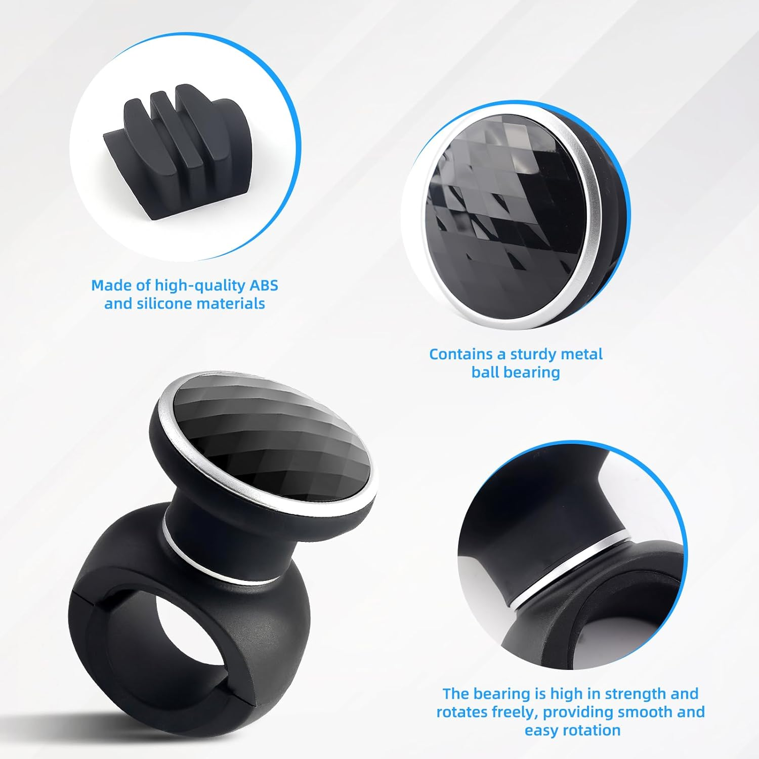 YIBEICO Black Minimalist Steering Wheel Knob for LOGITECH G Series & THRUSTMASTER T Series, Suicide Knob, Plastic, 5 Cm Projection Distance image number 3