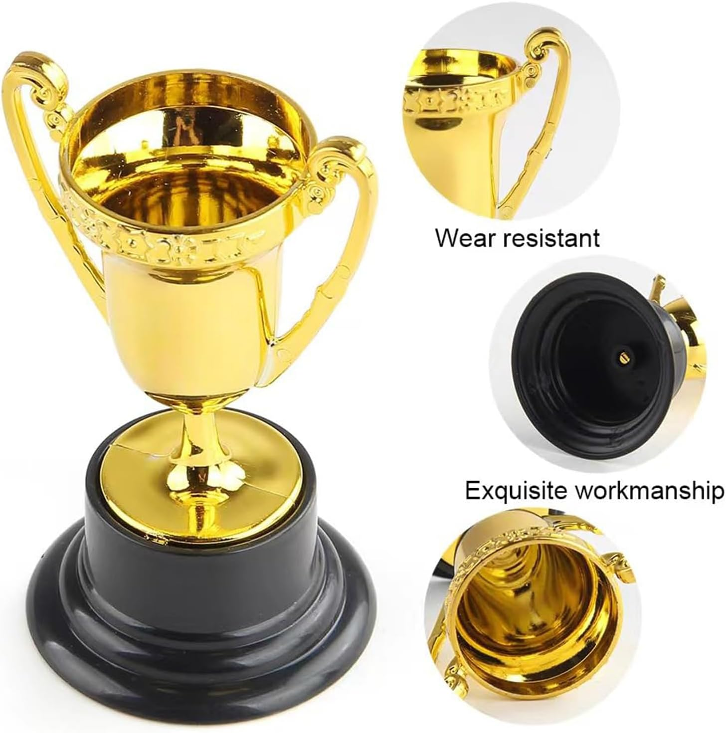 3Pcs Mini Trophy Cups, Plastic Gold Silver Bronze Award Trophies Set for Kids for Party Favors, Props, Rewards, Winning Prizes, Competitions, Family Games Prizes image number 4