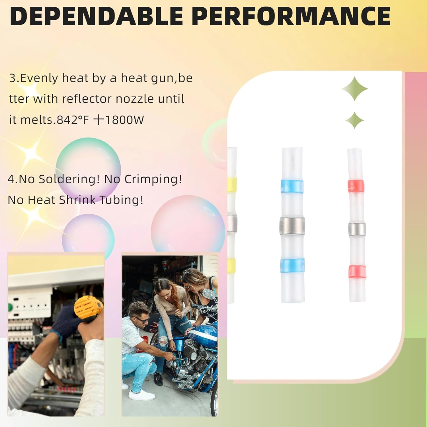 JESSINIE 150 Pcs Solder Seal Wire Connectors Kit, Heat Shrink Waterproof Electrical Butt Terminals for Marine Automotive Trailer RV, Boat Truck Wiring with Assortment Box