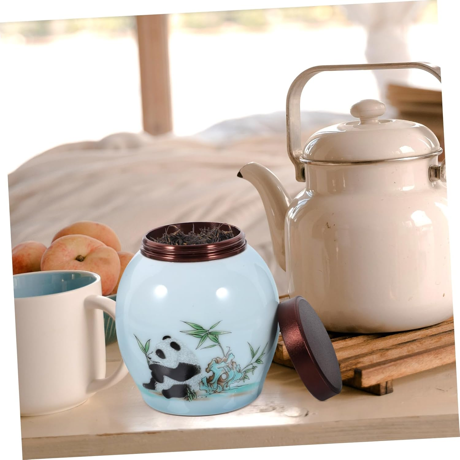 Ciieeo Panda Ceramic Tea Canister Multi-Functional Storage Jar Airtight Lid Creative Home Accessory for Tea Spices and Items and Portable Design image number 1