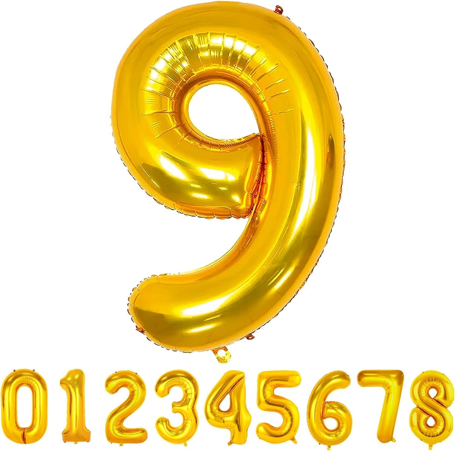 UKKQES 81CM Gold Large Numbers Balloons0-9,Number 0 Digit Helium Balloons,Foil Mylar Big Number Balloons for Birthday Party Supplies Decorations (4) image number 1