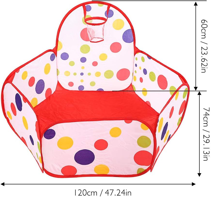 Baby Ball Pit Play Tent, Pop up Play Tent for Toddlers Children Baby Kids, Ball Pool Fence with Basketball Hoop, Toys Gifts for Girls Boys, Balls Not Included, Pink Polka Dots(120Cm) image number 3