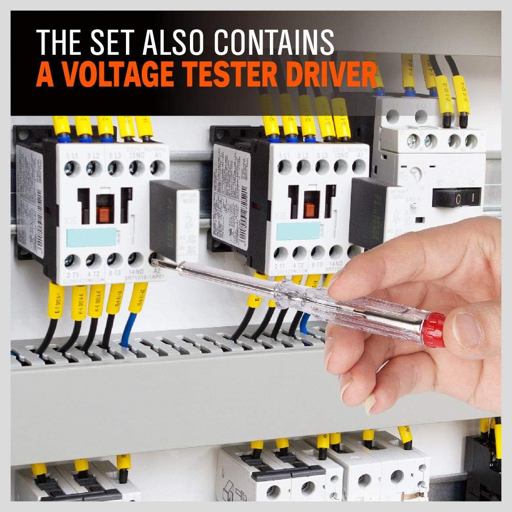 HORUSDY 8-Piece Insulated Screwdriver Set, 1000V Approved Magnetic Tip Slotted Phillips Electricians Tool with Carry Case image number 1