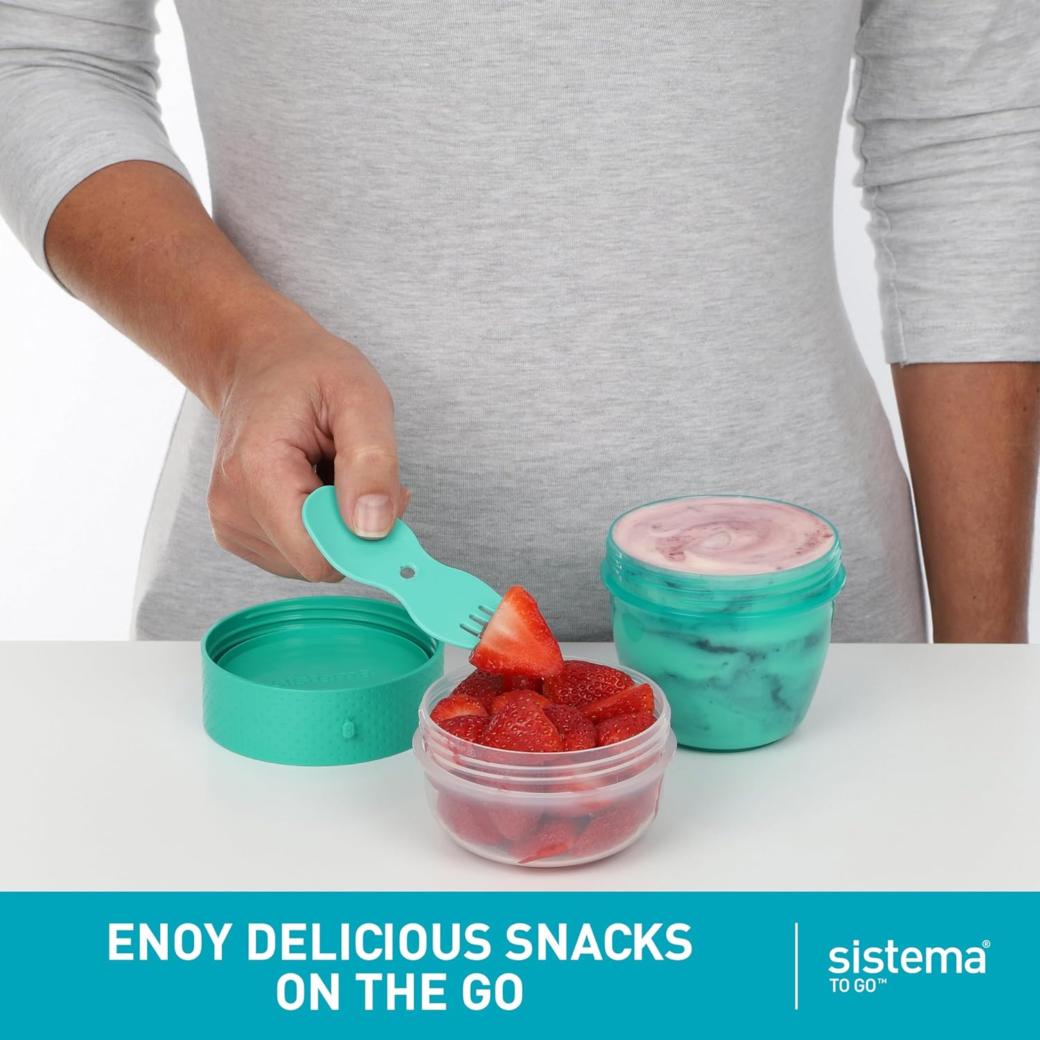 Sistema Snack Capsule to Go | with 2 Compartments & Spork | 515 Ml | Assorted Colours image number 5