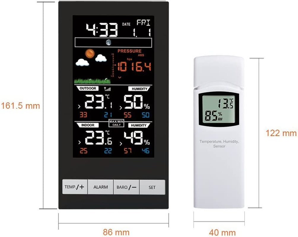 ECOWITT Wireless LCD Colour Weather Station WN2810, Thermometer&Hygrometer, Temperature and Humidity, Barometric Pressure, Moon Phase, Weather Forecast, Alarm Clock Snooze, 433 Mhz image number 1
