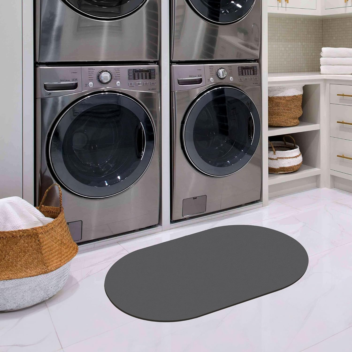 Stone Bath Mat, Diatomaceous Earth Non-Slip Shower Mat, Quick Drying Diatomite Bath Stone Mat for Bathroom Floor -Super Absorbent, Natural, Easy to Clean (30X40X0.9 Cm,Grey) - Grey image number 5