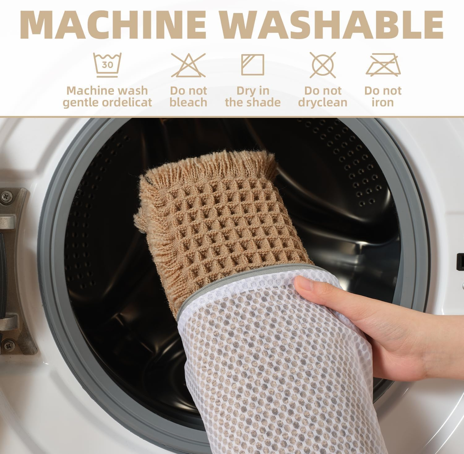 Rvolst Bath Mat Rug for Bathroom Waffle Woven Bathroom Mat Super Absorbent Machine Washable Non Slip Farmhouse Boho Bathroom Rug 46X77Cm Brown image number 4