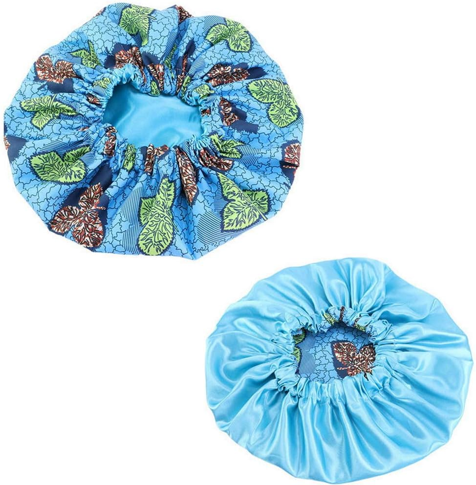 COMVIP Women Adjustable Night Sleeping Hat Hair Turban Stain Bonnet G: Lake Blue image number 1