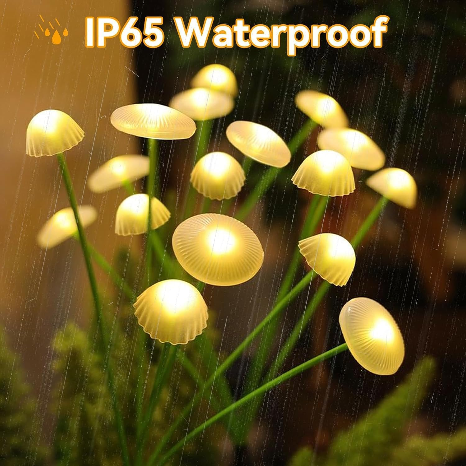 Solar Mushroom Garden Lights &ndash; Waterproof Outdoor LED Jellyfish Firefly Lights for Yard, Patio, Pathway, Lawn, Landscape, Porch (2Pack Warm) image number 2
