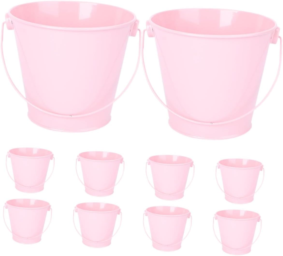 YARNOW 10Pcs Mini Pink Metal Buckets for Gardening and Crafts, Small Galvanized Flower Pots with Handles, Classroom Supplies and Party Favor Containers for Kids image number 4