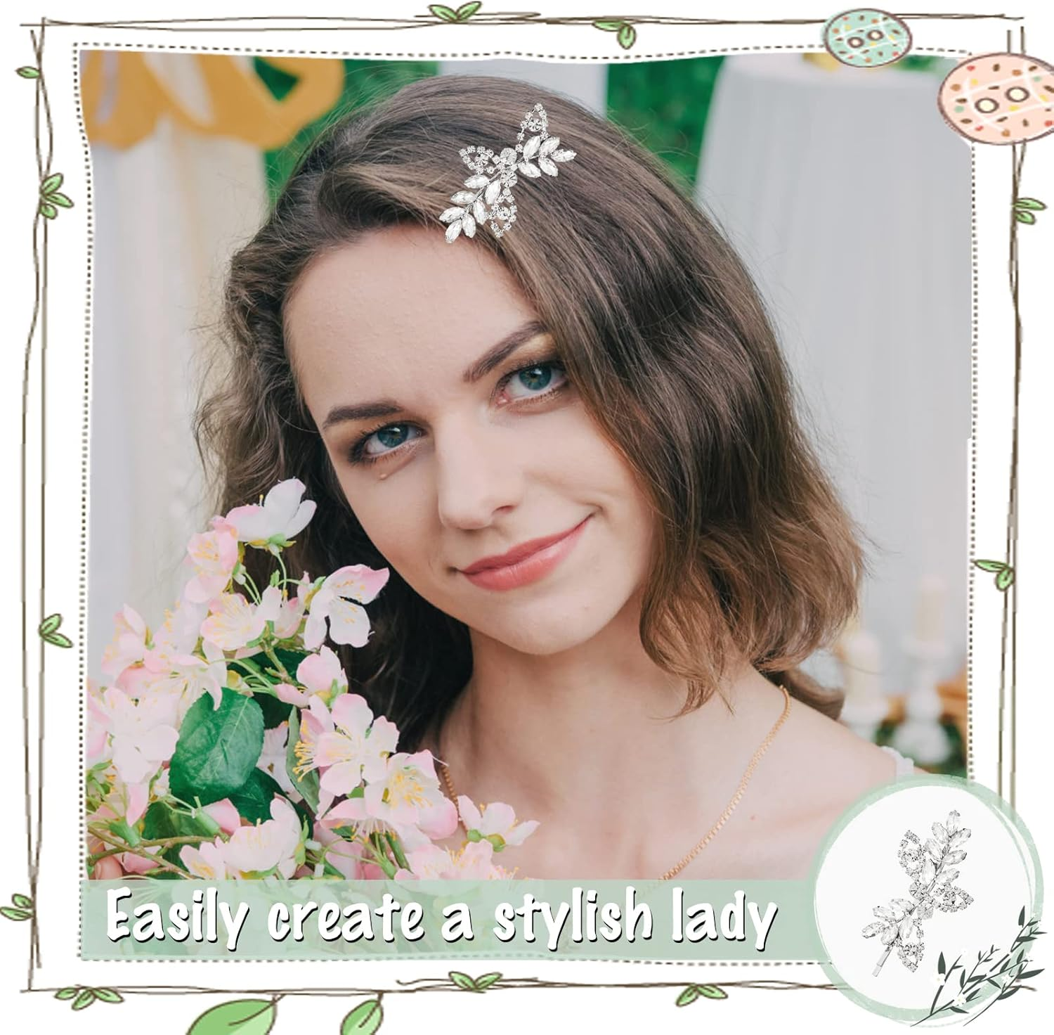 Pack of 4 Glitter Hair Clips, Rhinestone Bobby Pin Hair Pin Crystal Hair Pins for Girls Ladies Party Wedding Daily Dress (2 Sizes) image number 2