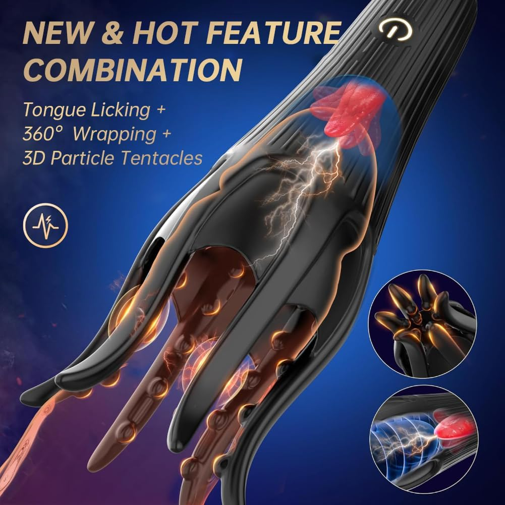 Male Sex Toys for Men - Masturbator Machine with 10 Modes Vibration & 10 Licking Tongue,Adult Sex Toys for Training & Prolong Endurance,Waterproof Male Stroker image number 4