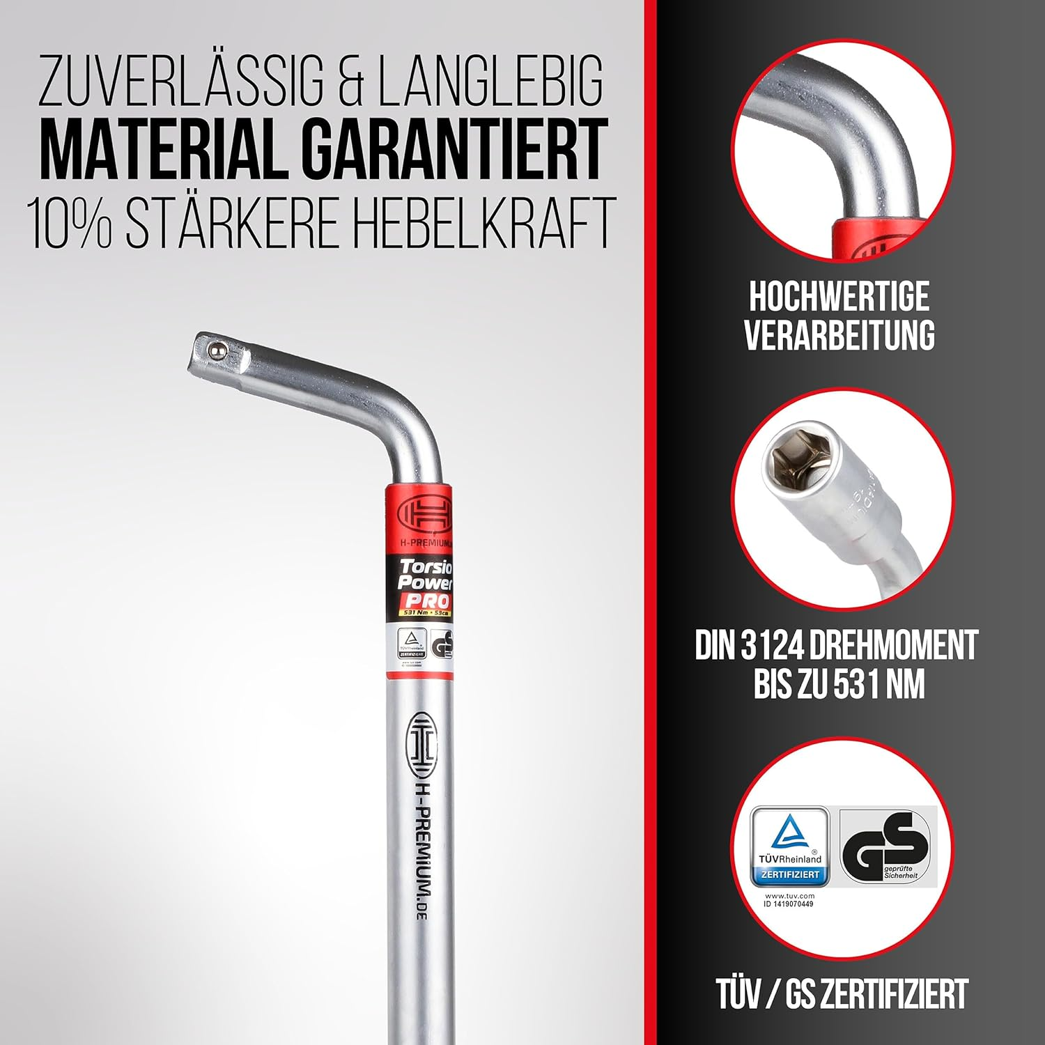 HEYNER&reg; Wheel Brace Wrench Car 2 Universal Inserts 17/19 Mm 21/23 Mm image number 4