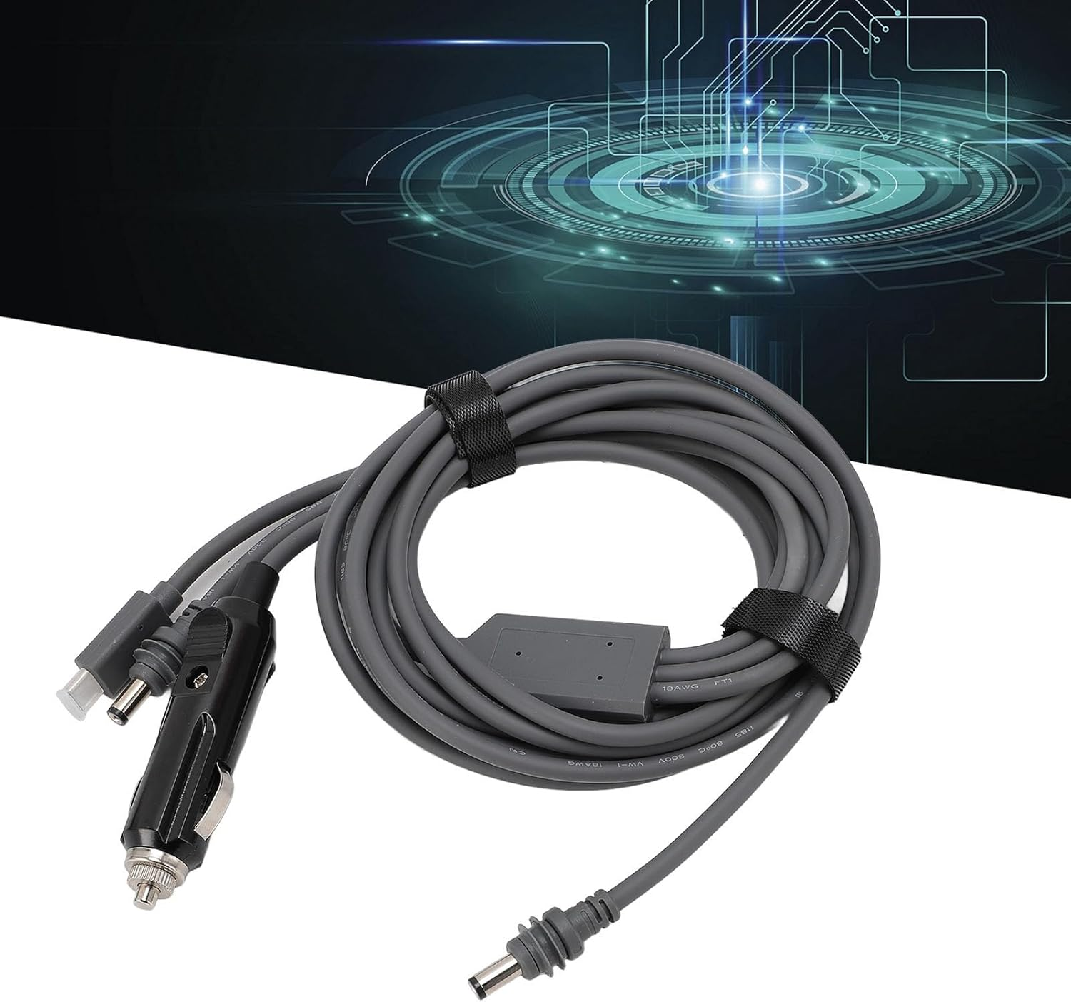 Car Charger for Mini, 3 in 1 DC Male Plug to USB Type C Power Cable Replacement for Satellite Device, PD100W Car Charger Adapter Cord for Outdoor (10M) image number 3