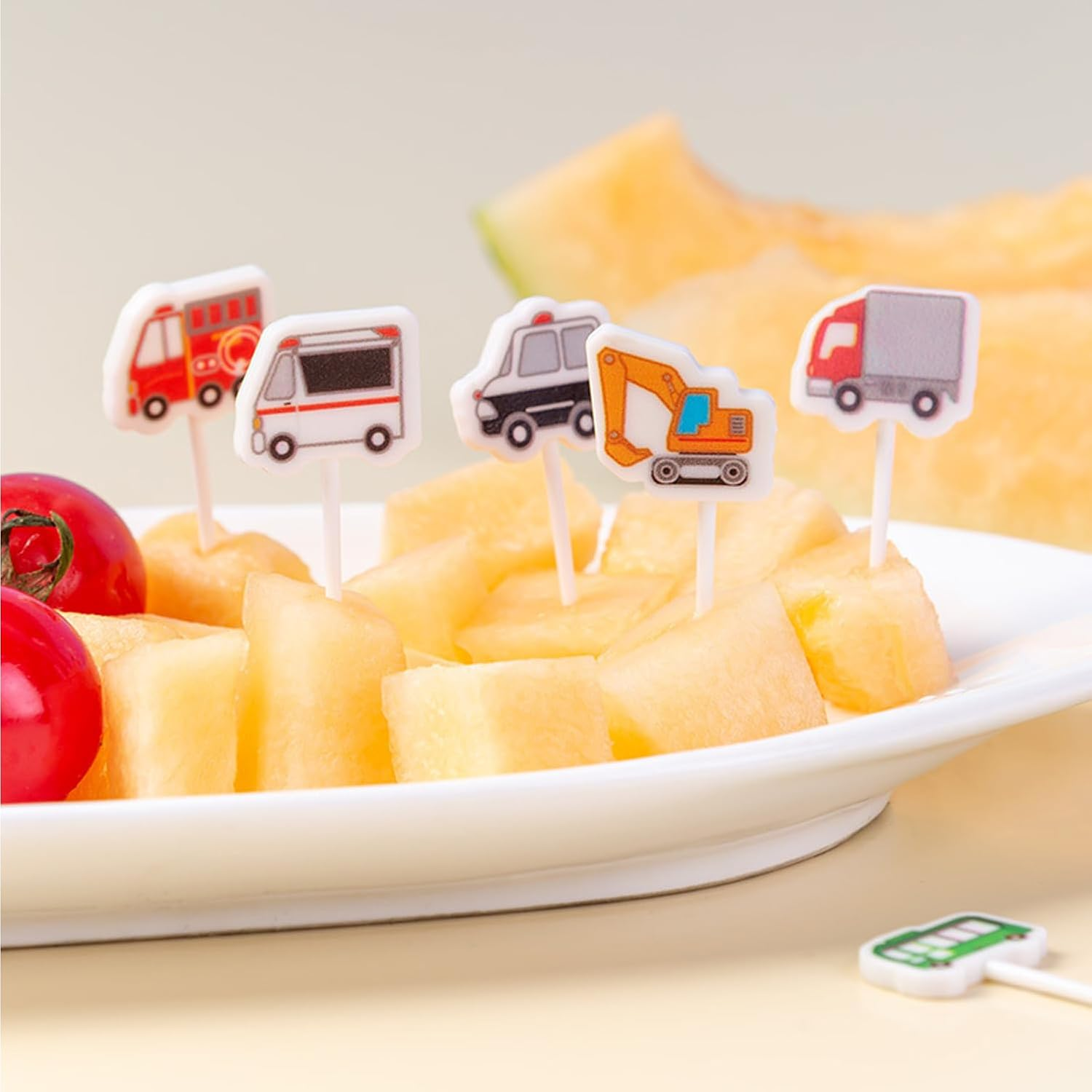 28 PCS Food Picks for Kids, Dinosaur Unicorn Vehicle Car Animal Fruit Picks, Cute Food Toothpicks, Lunch Bento Box Accessories for Kids/Toddler image number 1
