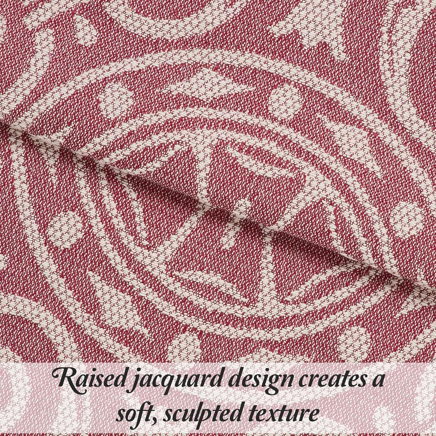 SUPERIOR Cotton-Polyester Blend Jacquard Weave Medallion Textured 2-Piece Bedspread Set, Twin, Berry Red image number 1