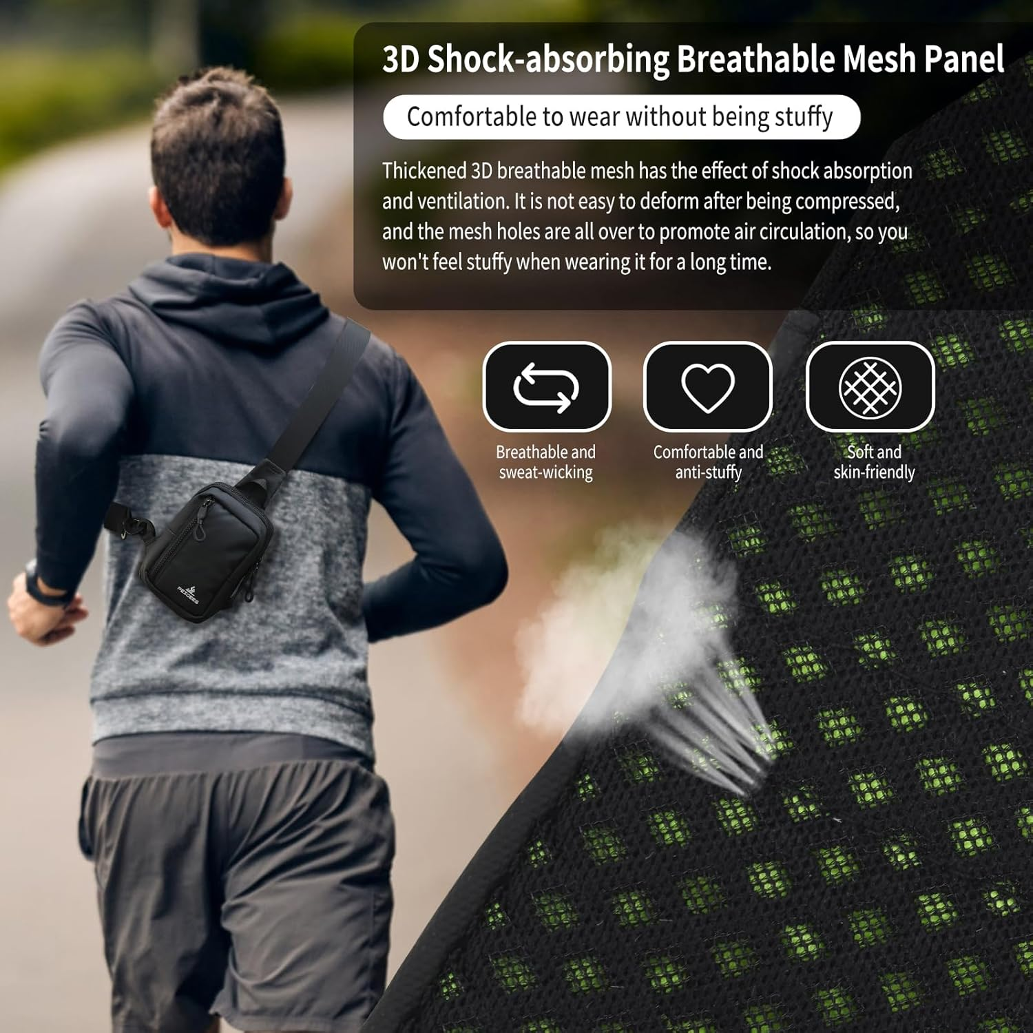 Peicees Small Crossbody Bag for Men Women Mini Sling Bag Travel Running Phone Daypack Cross Body Shoulder Bags with Keyholder - Light Blue image number 5