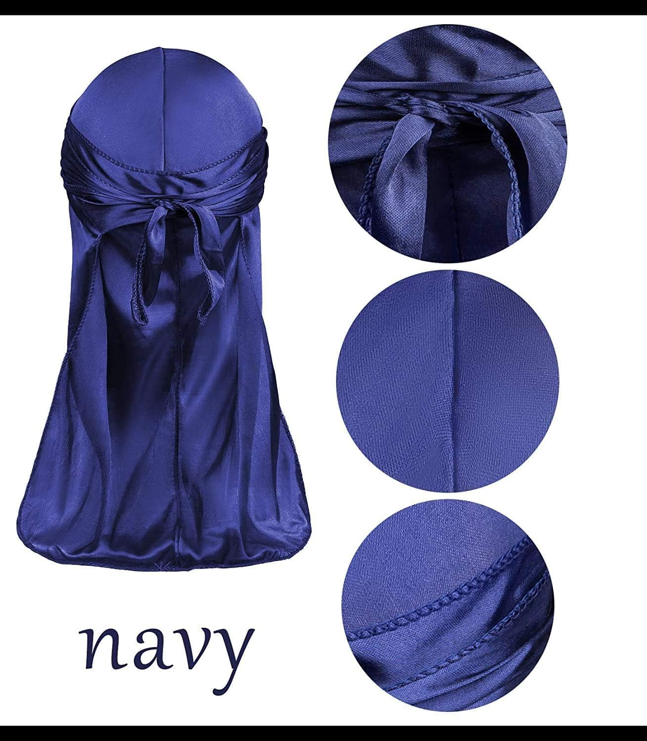 6 Pcs Silky Durag Headwraps Dorag for Men Women Waves, Durags Pack with Long Tail and Wide Straps, 6 Colors