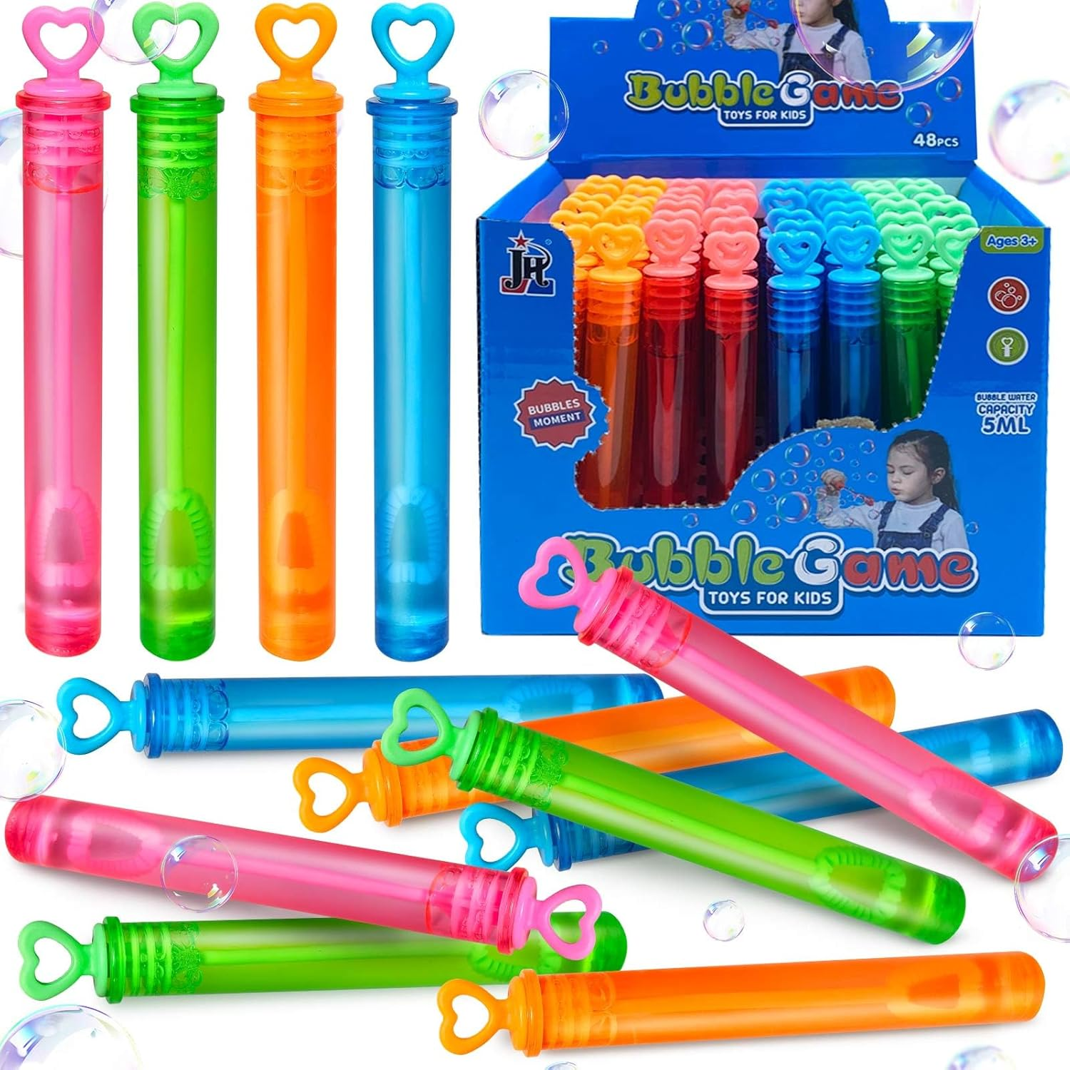 Zynexis 48 Pack 4 Colors Mini Bubble Wands for Kids with Gift Box, Bubbles Party Favors Supplies for Toddlers,Goodie Bag Stuffers Fillers, Birthday,Wedding, Halloween, Camping Gifts for Boys Girls image number 2