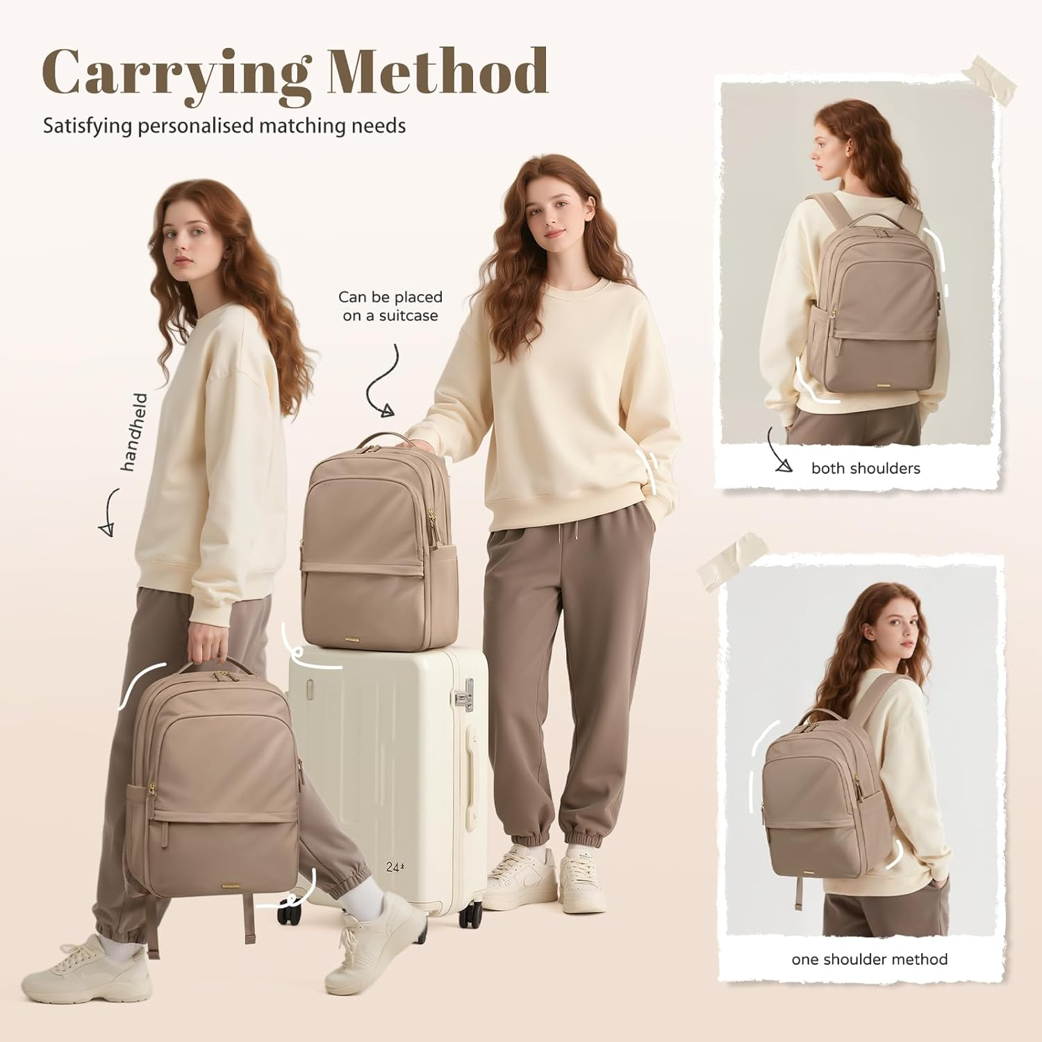 GOLF SUPAGS Multifunctional Laptop Backpack for Work Travel Leisure Business Backpack for Women Fits 15.6 Inch Notebook image number 4