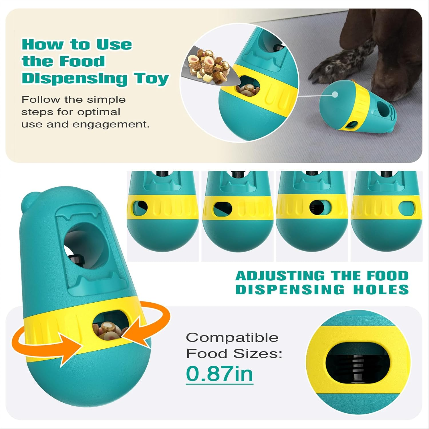 Dog Treat Dispenser Toy Ball, Interactive Snoop Dog Toys, Topple Dog Puzzle Toy, Dog Toys to Keep Them Busy, Slow Feeder Treat Dispensing Dog Toys (Green) image number 4