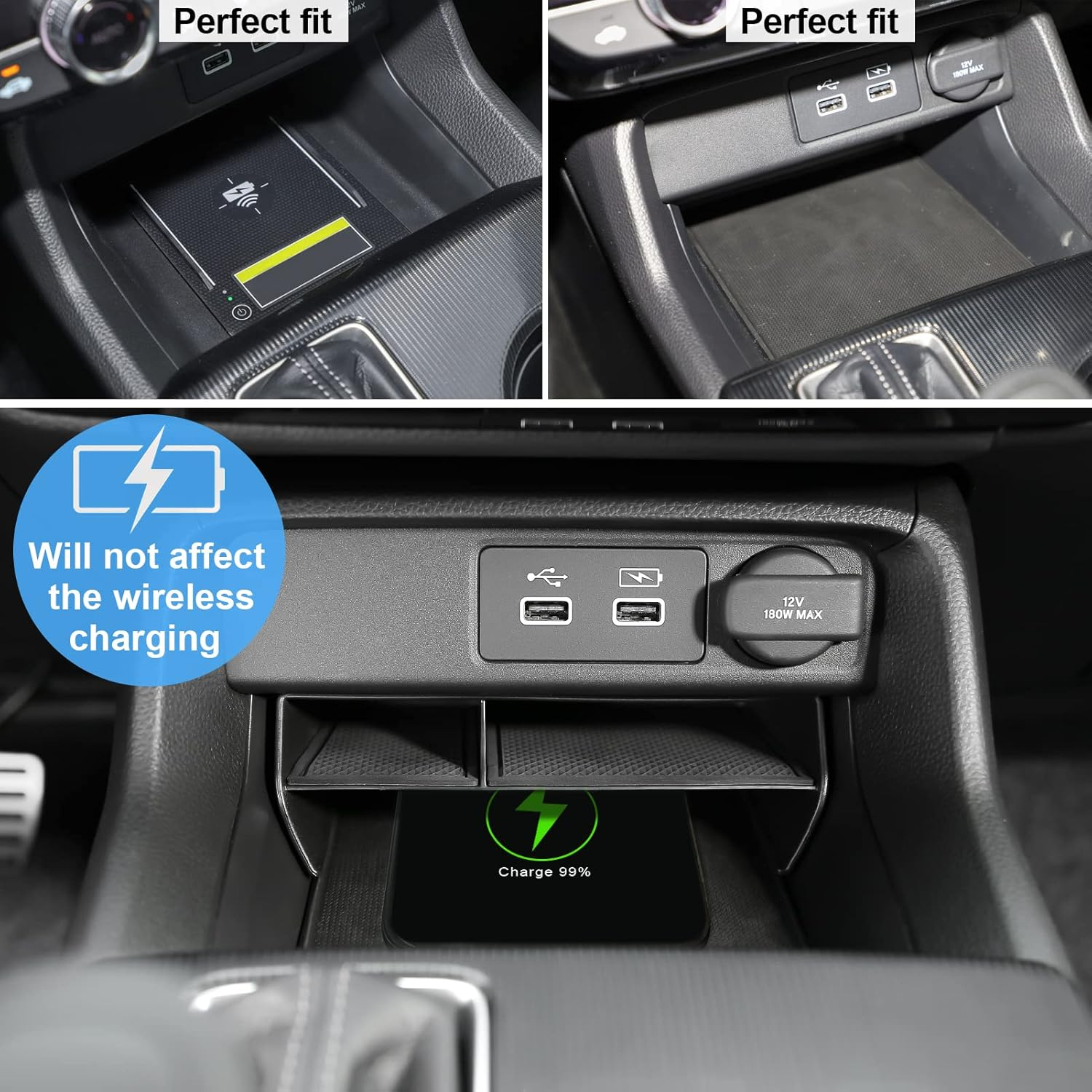 CKE for Honda Civic 2024 2023 2022 Auto Car Center Console Box Armrest Storage Box Organizer Tray Pallet Container Holder for Honda Civic Accessories image number 4