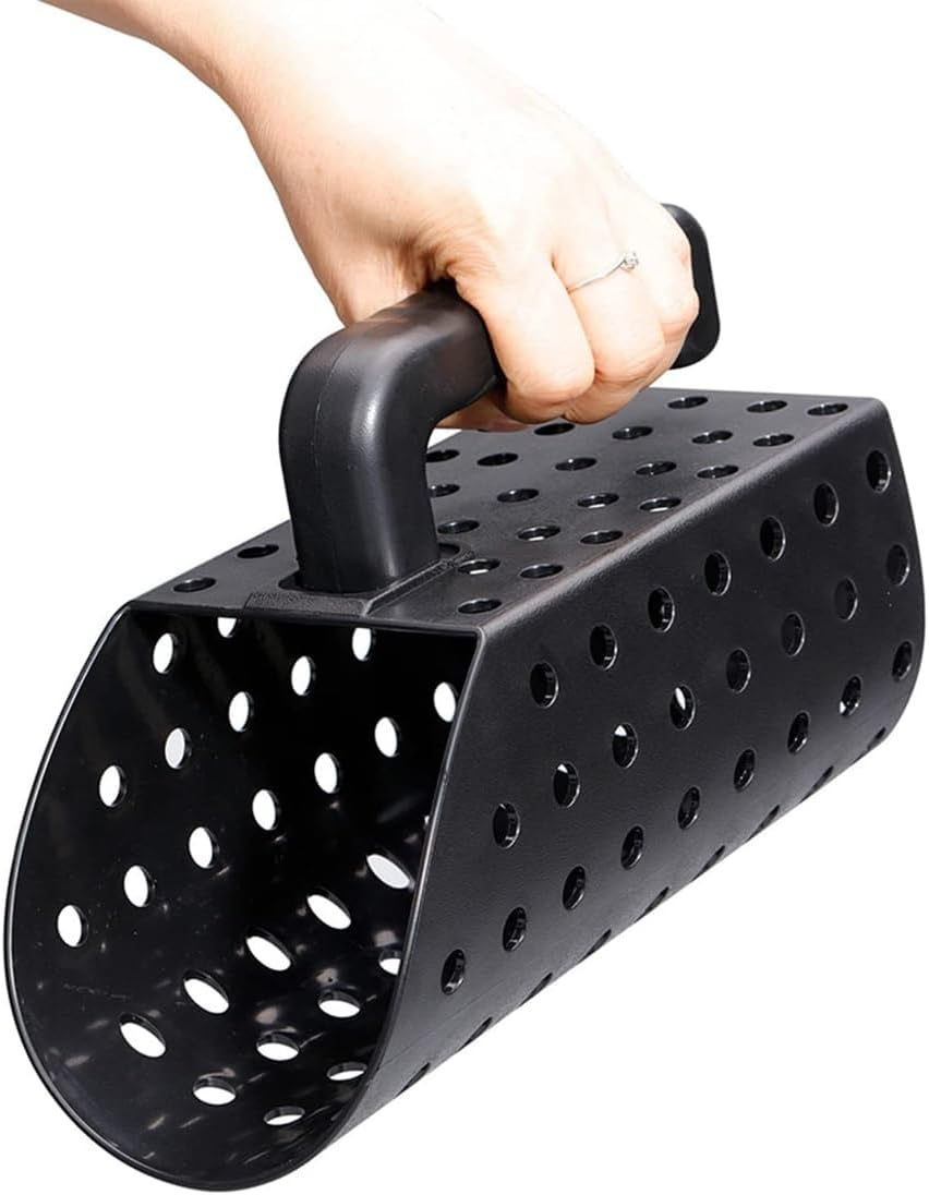 AIMALL Metal Detector Sand Scoop and Shovel Set &ndash; Heavy-Duty Plastic Beach Sand Sifter Tool with Detachable Handle, Ergonomic Grip, 10.82In Shovel, 9.84In Scoop image number 4