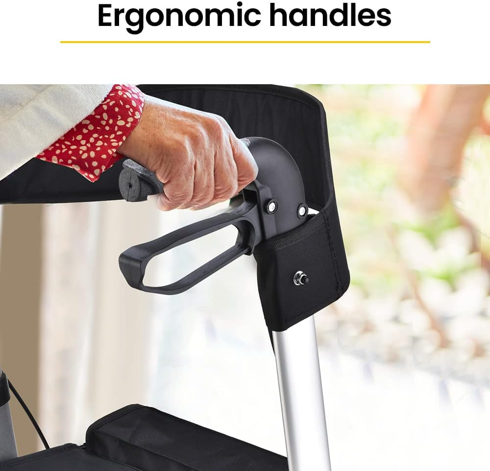 "Equipmed 2In1 Mobility Wheelchair & Rollator Walking Frame, Aluminium Foldable Walker Aid with Detachable Bag in Titanium Colour" image number 2