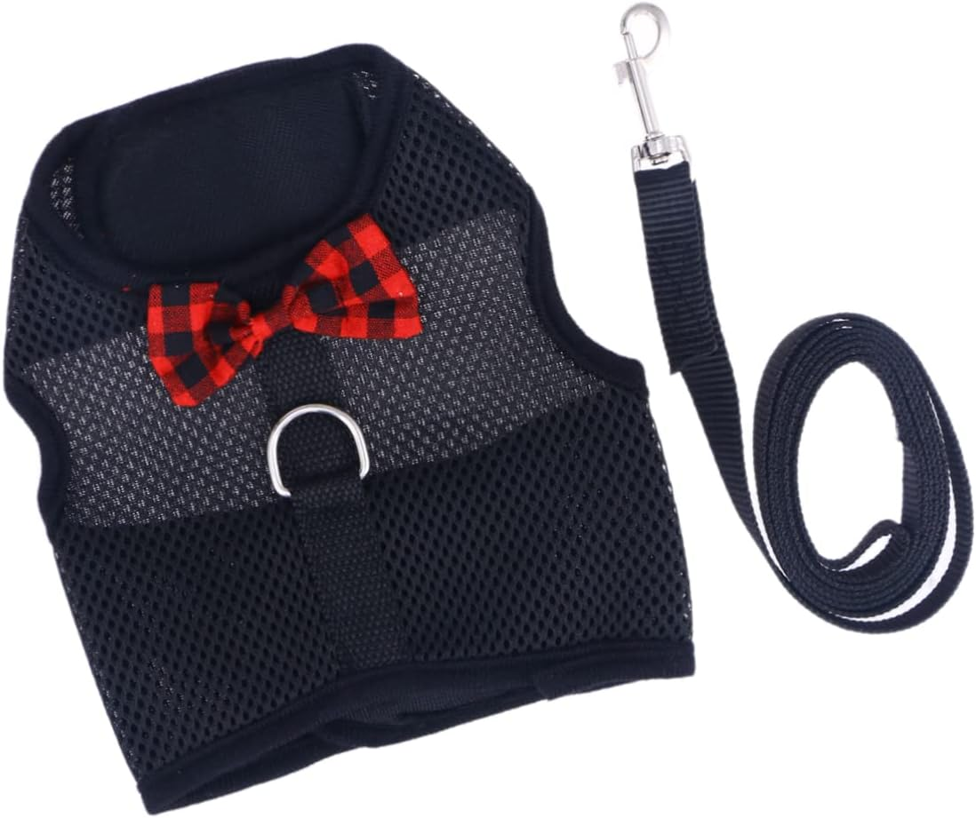 Pet Leash Breathable Mesh Fabric Small Animal Vest Lead for Hamster Rabbit Bow Strap Scenario