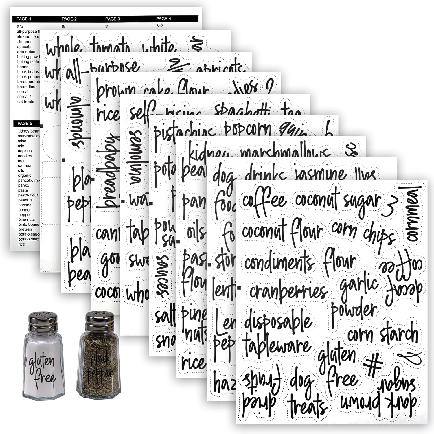 168 PCS Kitchen Pantry Labels for Food Containers, Food Pantry Labels, Gloss Clear Preprinted Water Resistant Complete Label Set, Labels for Organize Storage Jars, Spice, Waterproof Containers image number 3