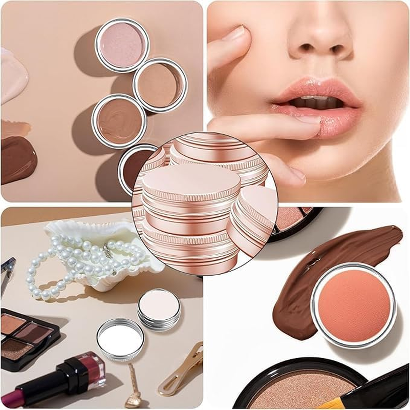 12Pcs Rose Gold Aluminum Tin Jars,Rose Gold Metal round Tins Aluminum Tin Can Salve Tin Container with Screw Lid,Rose Gold Aluminum Tin Jar Refillable Container Aluminum Screw Lid round Tin Container image number 4