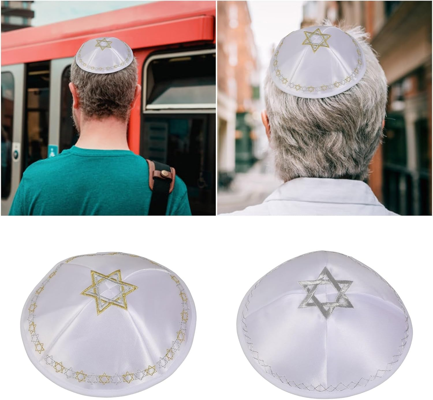 Kippah Hat for Men - Traditional Embroidered Polyester Skull Cap, Religious Ceremonies, Daily Use, Synagogue & Weddings, Breathable Lightweight image number 6