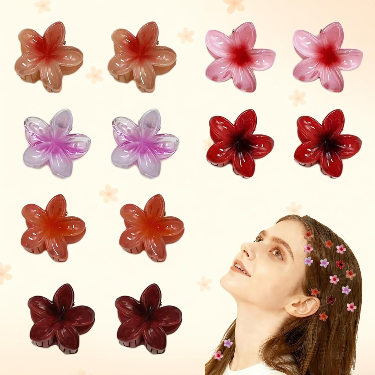 FISH DRAGATE Pack of 12 Flower Hair Clips, Flower Hair Clips, Hair Clips, 6 Colours, Women'S Accessories, Flower Hair Clip, for Girls, Wedding, Party image number 2