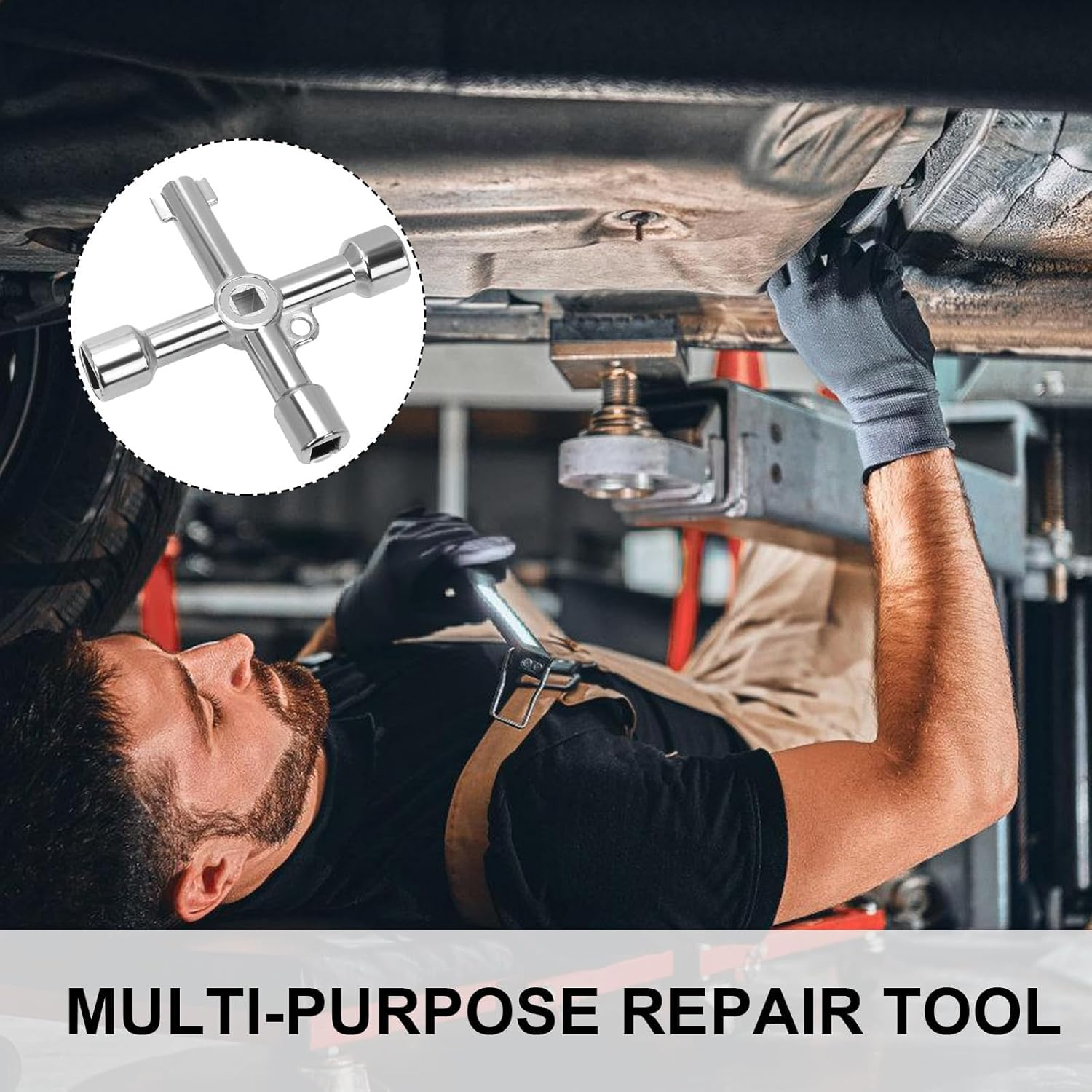 Fogcosy 1 PCS Panel Key - Electric Box Key, 4 Way 4 in 1 Utilities Keys, Triangle/Square/Panel Cross Keys for Faucet,Gas,Meter,Valve,Spigots,Electrical Cabinet Opening image number 5