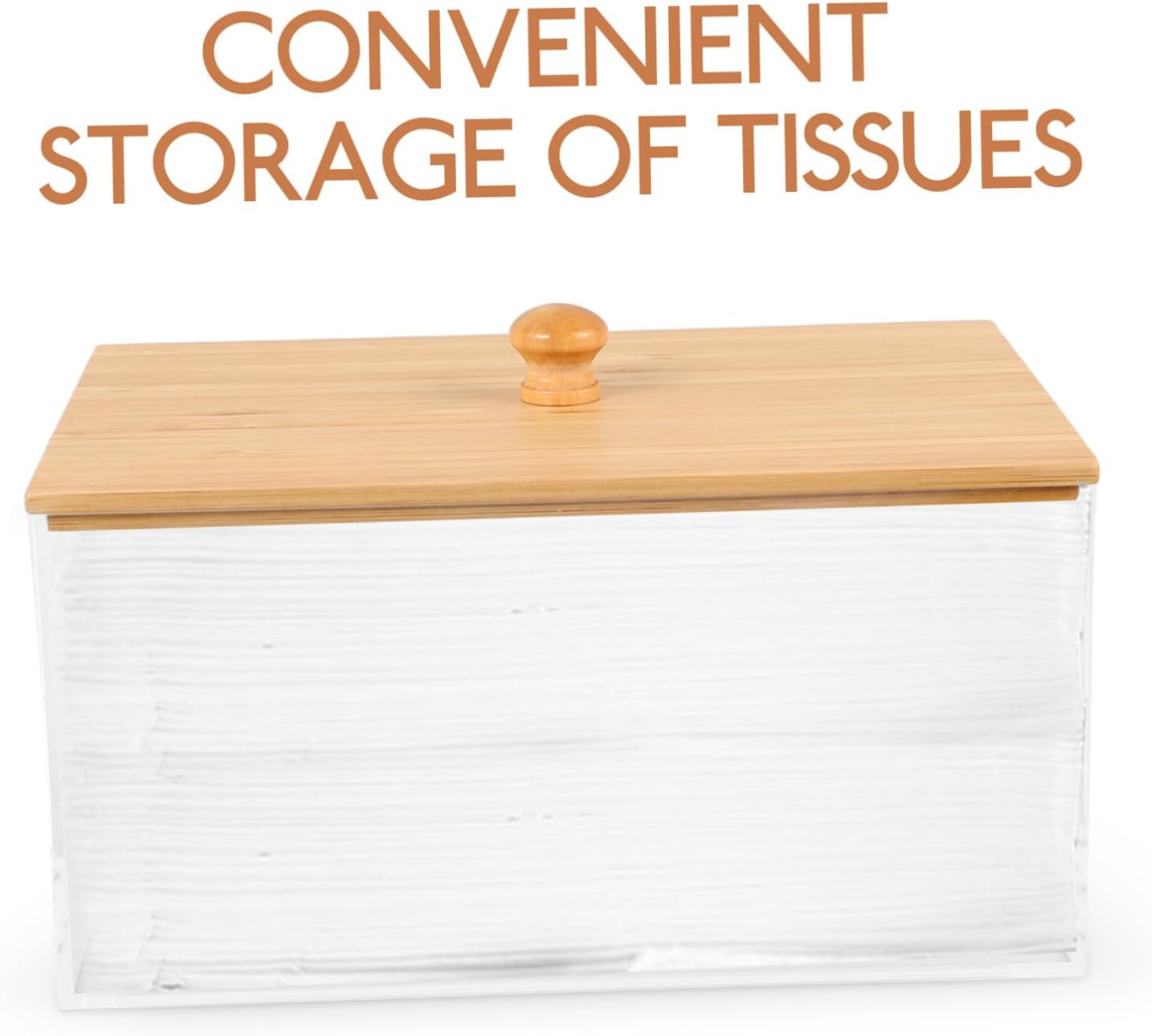 Acrylic Dryer Sheet Holder Bamboo Lid Laundry Room Storage Box for Dryer Sheets Easy to Use and Clean image number 6