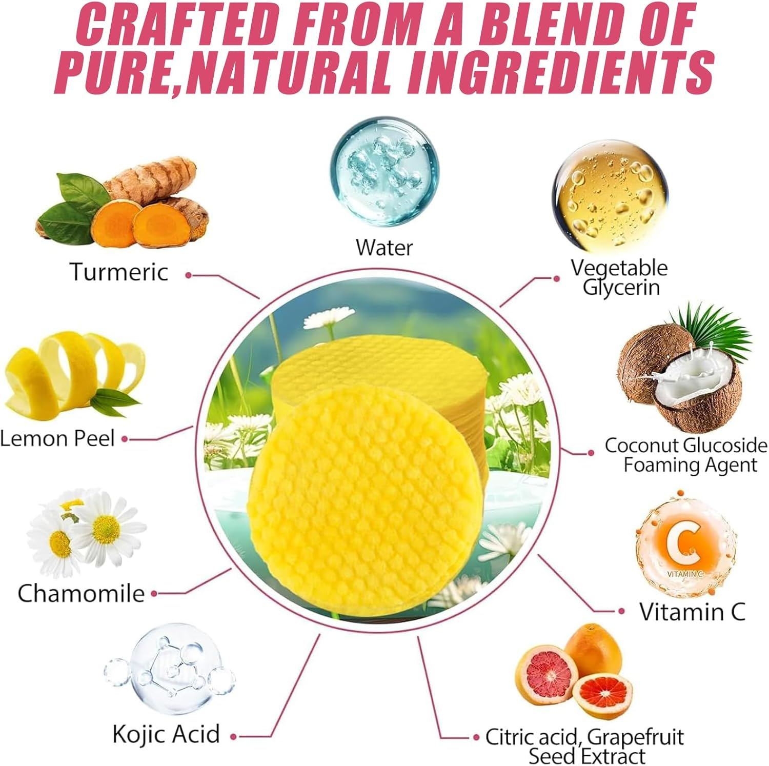 80Pcs Exfoliating Kojic Acid and Turmeric Face Scrub Pads for Deep Cleansing and Oil Control image number 3