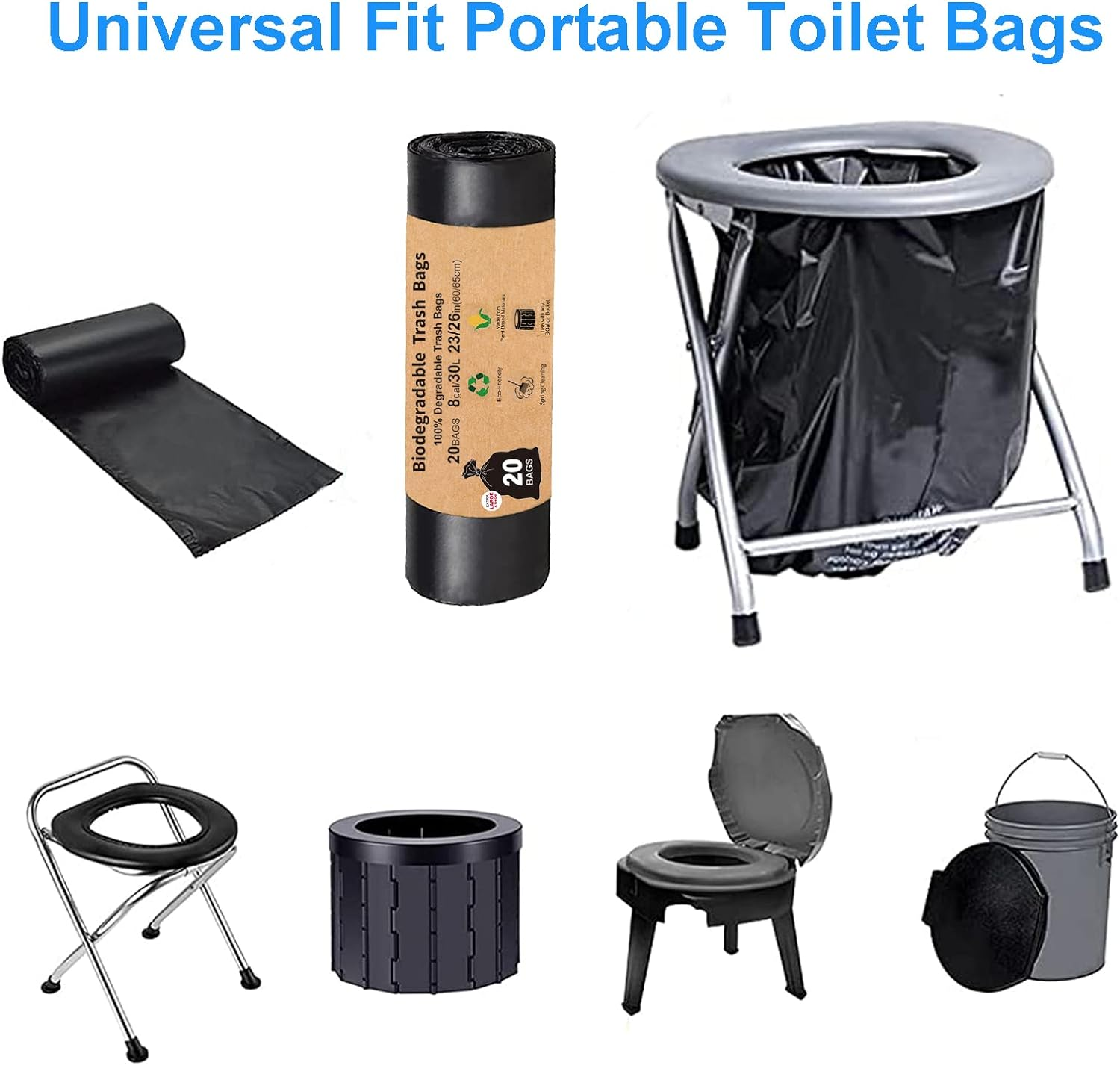 Portable Toilet Bags for Camping - 40 Count, 8 Gallon/30 Liter Capacity - Compostable Replacement Bags for Outdoors, Boating, Car Travel, Long Trips image number 3