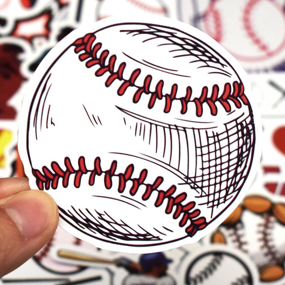 QTL Baseball Stickers for Boys Girls Sports Party Funny Stickers for Water Bottle Laptop Adults Teens Waterproof Vinyl Pack 50Pcs image number 2