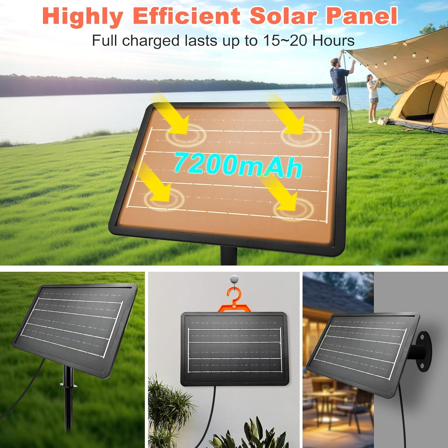 35M Solar String Lights Outdoor with 30 S14 Leds & 2 Spares, 48Hrs 7200Mah, Usb/Solar Charging, 8 Modes Remote, IP65 Waterproof, 2 Installation for Garden image number 2