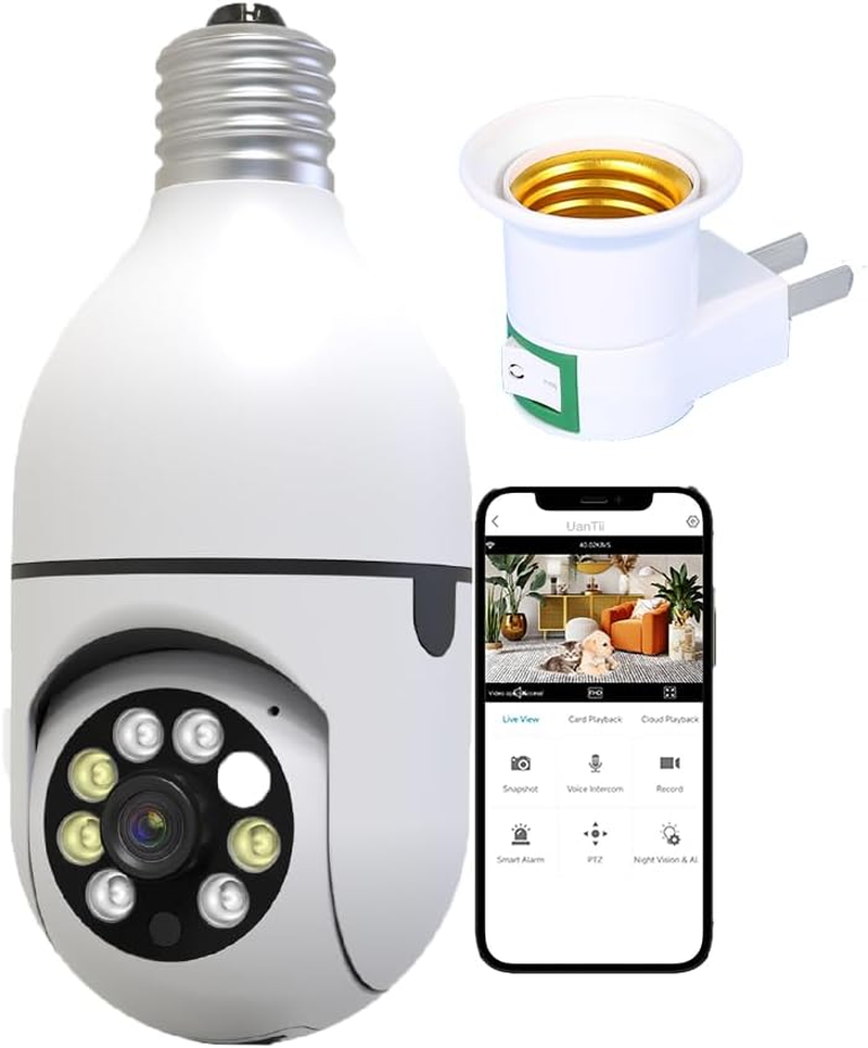 Uantii Tuya Smart E27 Bulb Camera 1080P Wifi Baby Monitor Night Vision Automatic Human Tracking Zoom Wireless Indoor Full Color Security Monitor image number 1
