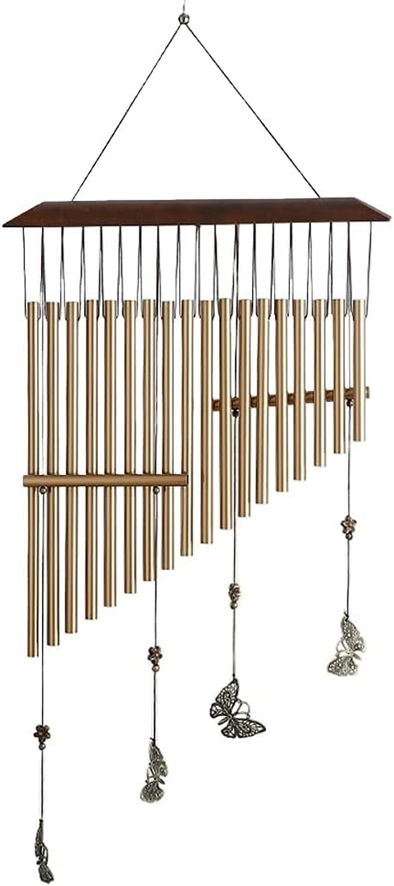 Harp Wind Chimes with 4 Butterflies, Vivid Tone Wind Bell for Love & Memories Vintage Hanging Decoration Indoor & Outdoor Handcraft Hanging Ornament image number 2