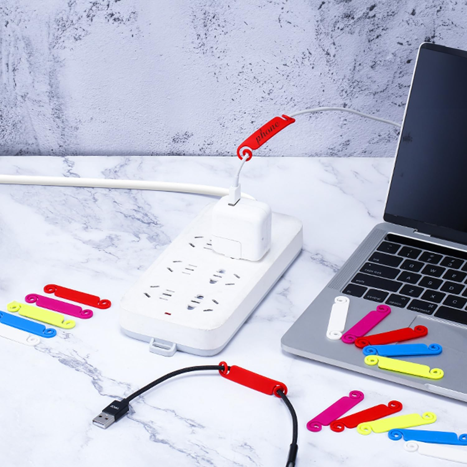 60 PCS Multicolor Cable Labels Cable Tags Cable Management Labels Write on Cord Identification Tags for Thin Cables USB Computer Phone Charger (Not for Thick Cables) image number 2