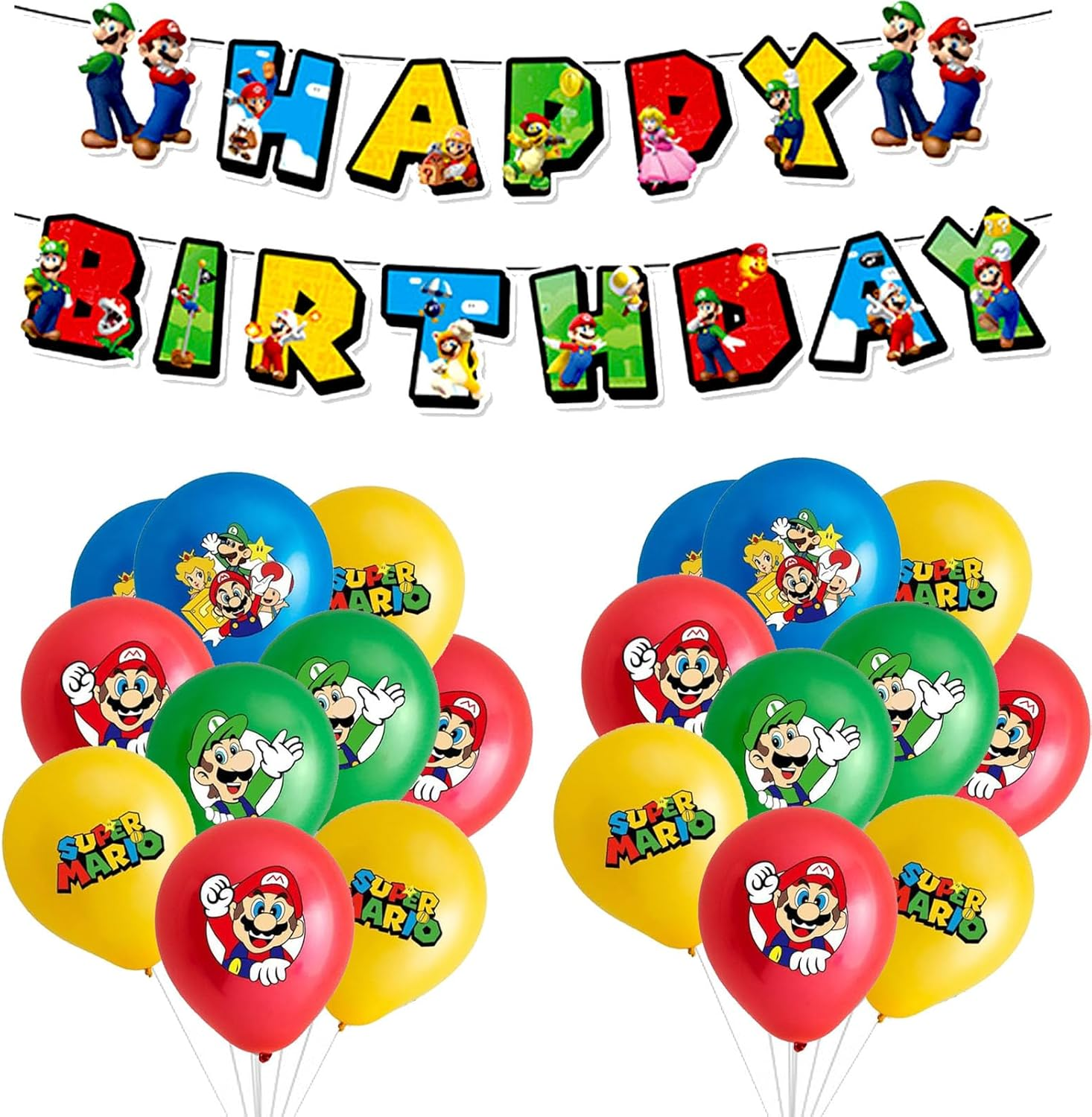 1Pcs Happy Birthday Banner 20Pcs Balloons Birthday Party Decorations, Party Latex Balloons for Kids Boys Girls Birthday Party Decoration