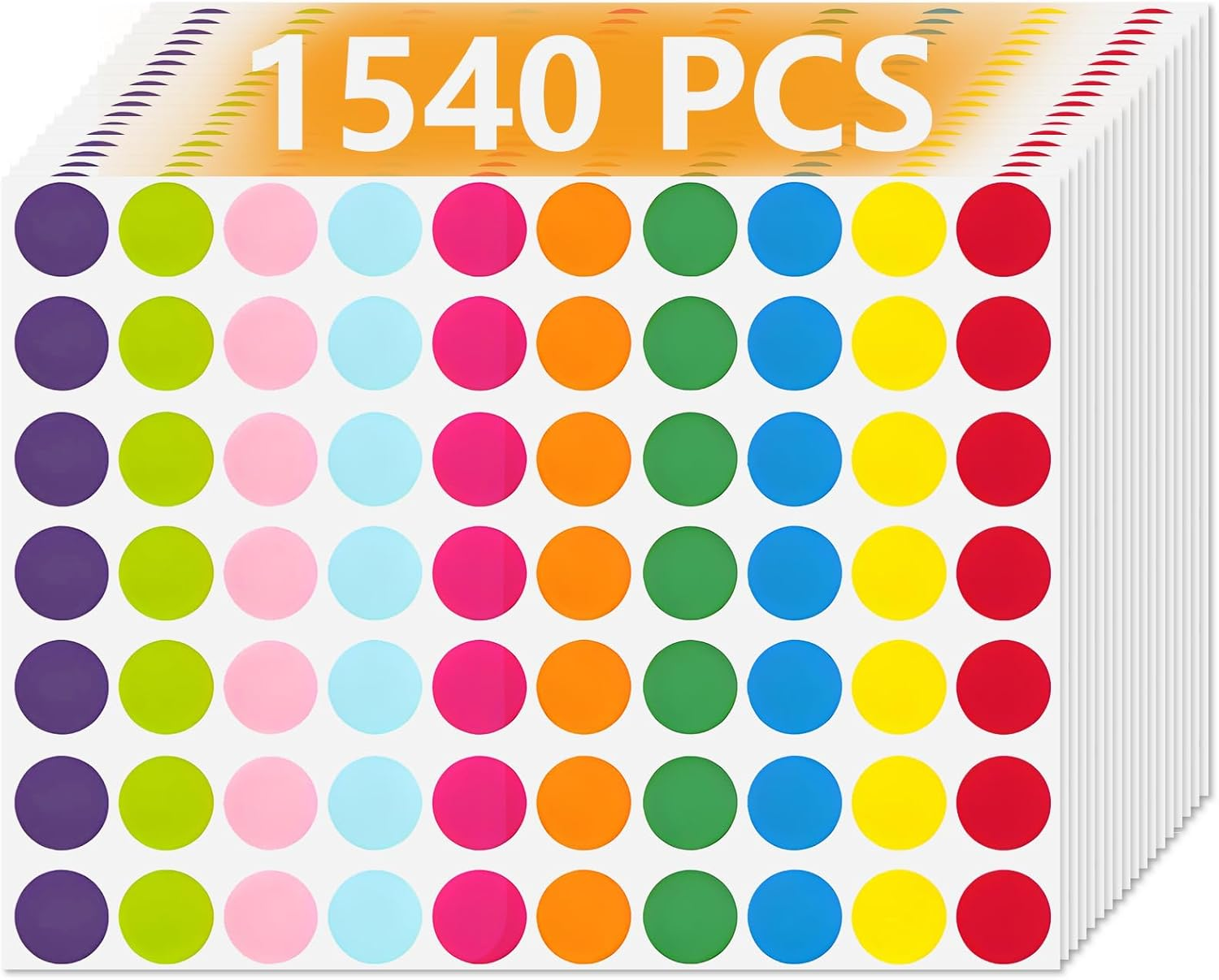 Hianjoo 1540 Pcs Colorful Dot Stickers, 22 Sheets round Coding Labels 19Mm Circle Sticker Label 10 Colors Sale Price Stickers for Library Box Tags Tracker Journal Yard Sale Art Envelopes Scrapbook image number 3