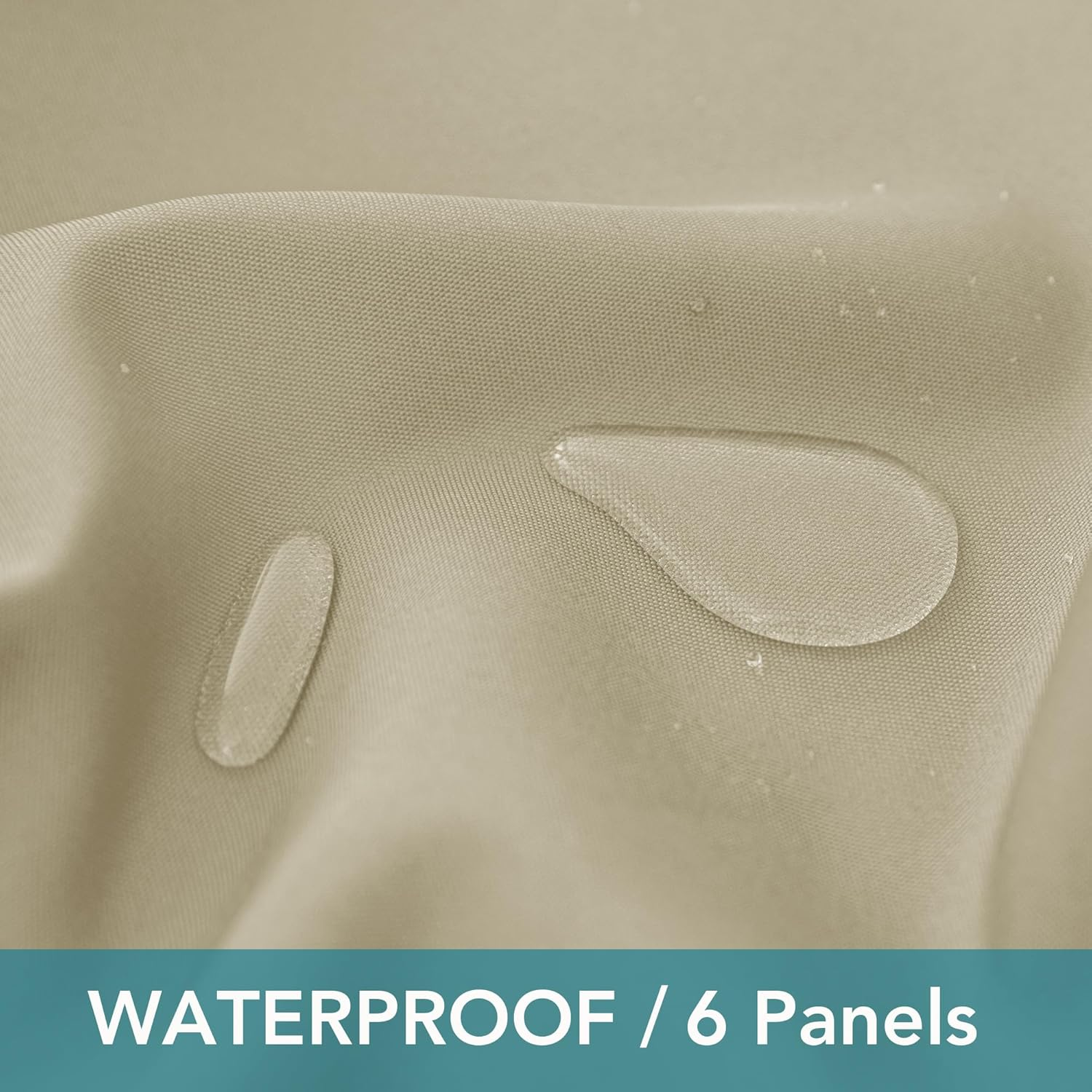 Holidayideas Outdoor Curtains for Patio Waterproof 4 Panels 110X84 Inch-Windproof Weatherproof Privacy Wide Cream Curtains-Grommet Top and Tab Bottom Drape for Pergola, Porch, Gazebo, Backyard image number 4