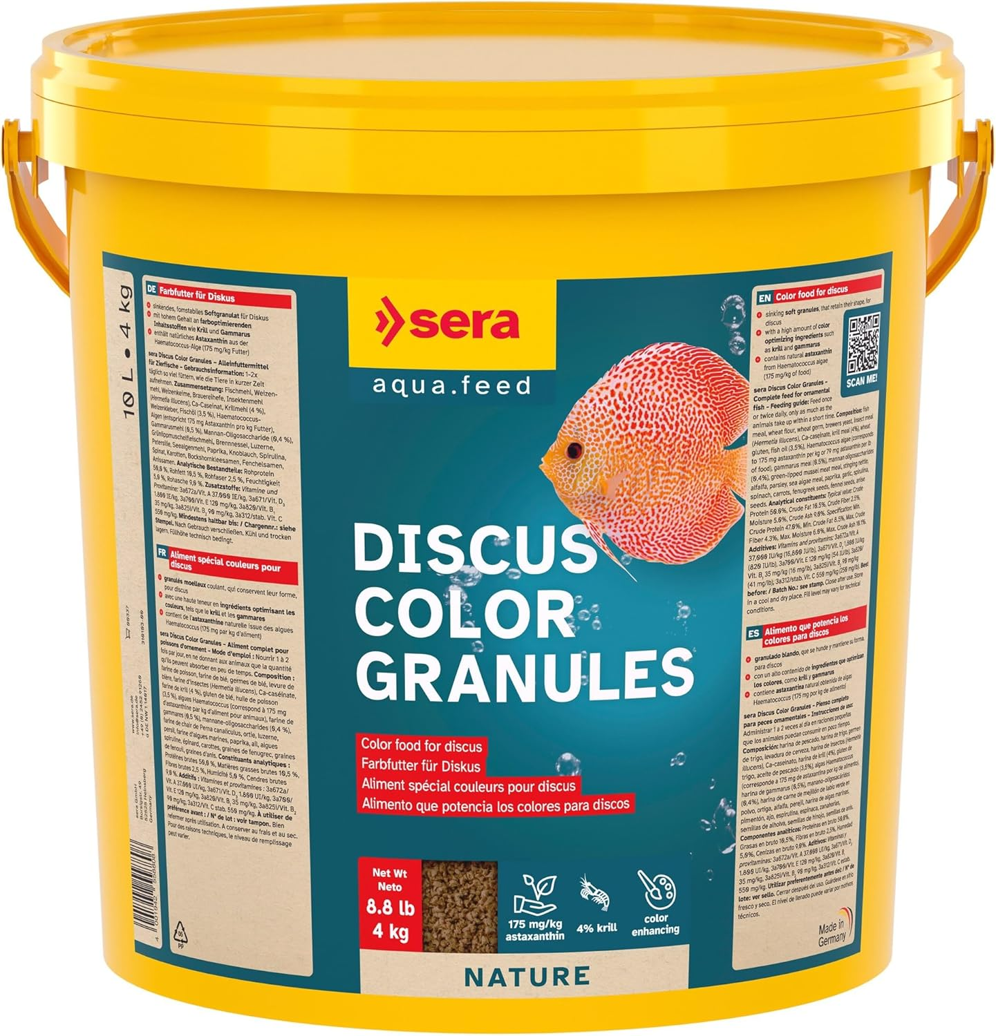 Sera Discus Colour Granules, Staple Colour Food for Discus, Slow-Sinking Soft Granules with a High Amount of Colour Optimizing Ingredients Such as Krill & Gammarus, for Freshwater Aquarium 100Ml (42G) image number 3