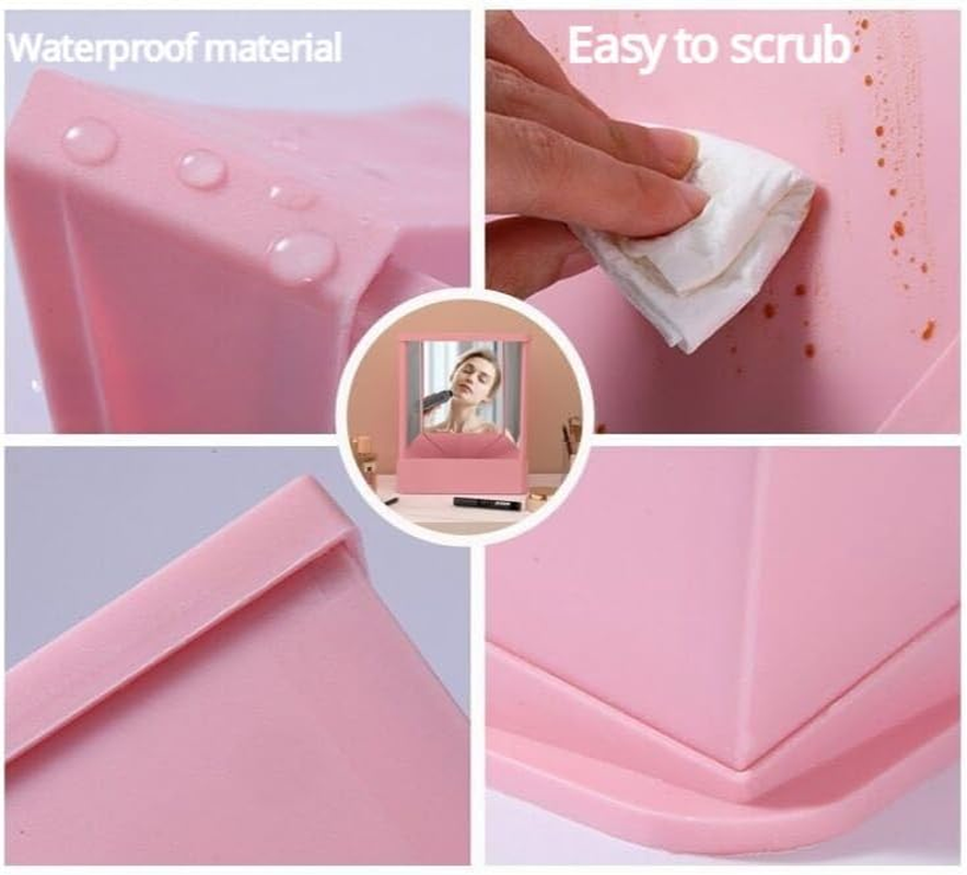 Non Reversing Mirror,True Mirror Makeup Mirror,True Image Reflection Personal Makeup Mirrors,Slim Design,Non-Magnifying Mirror for Haircuts,Beauty,Bedroom,Women Girls Gifts (Green) - Pink image number 7