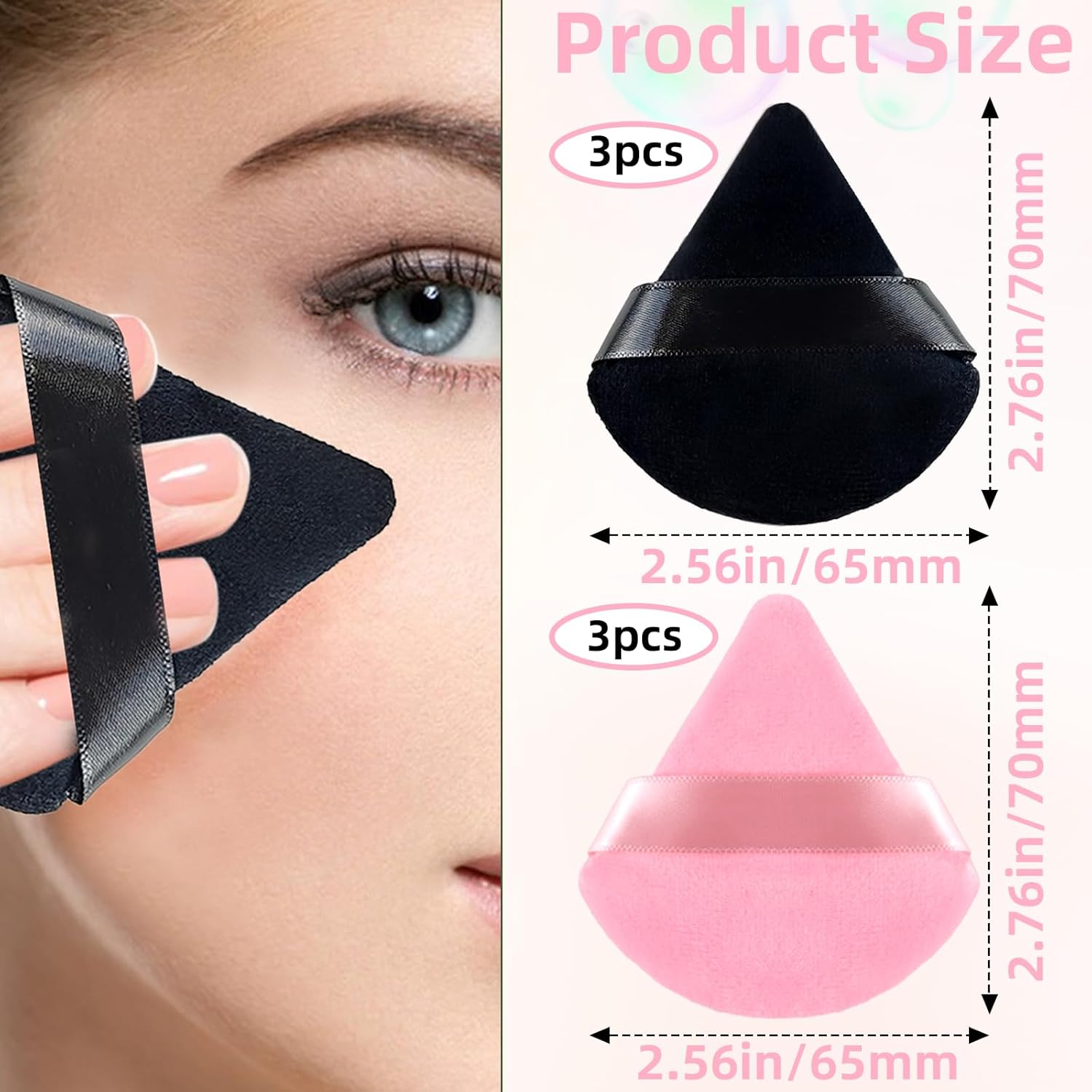 TKYZMS "6 Pieces Triangle Powder Sponges, Soft Face Powder Sponges, Makeup Sponges, Wet and Dry Setting Powder, Beauty Tool for Makeup, Be Uti image number 4