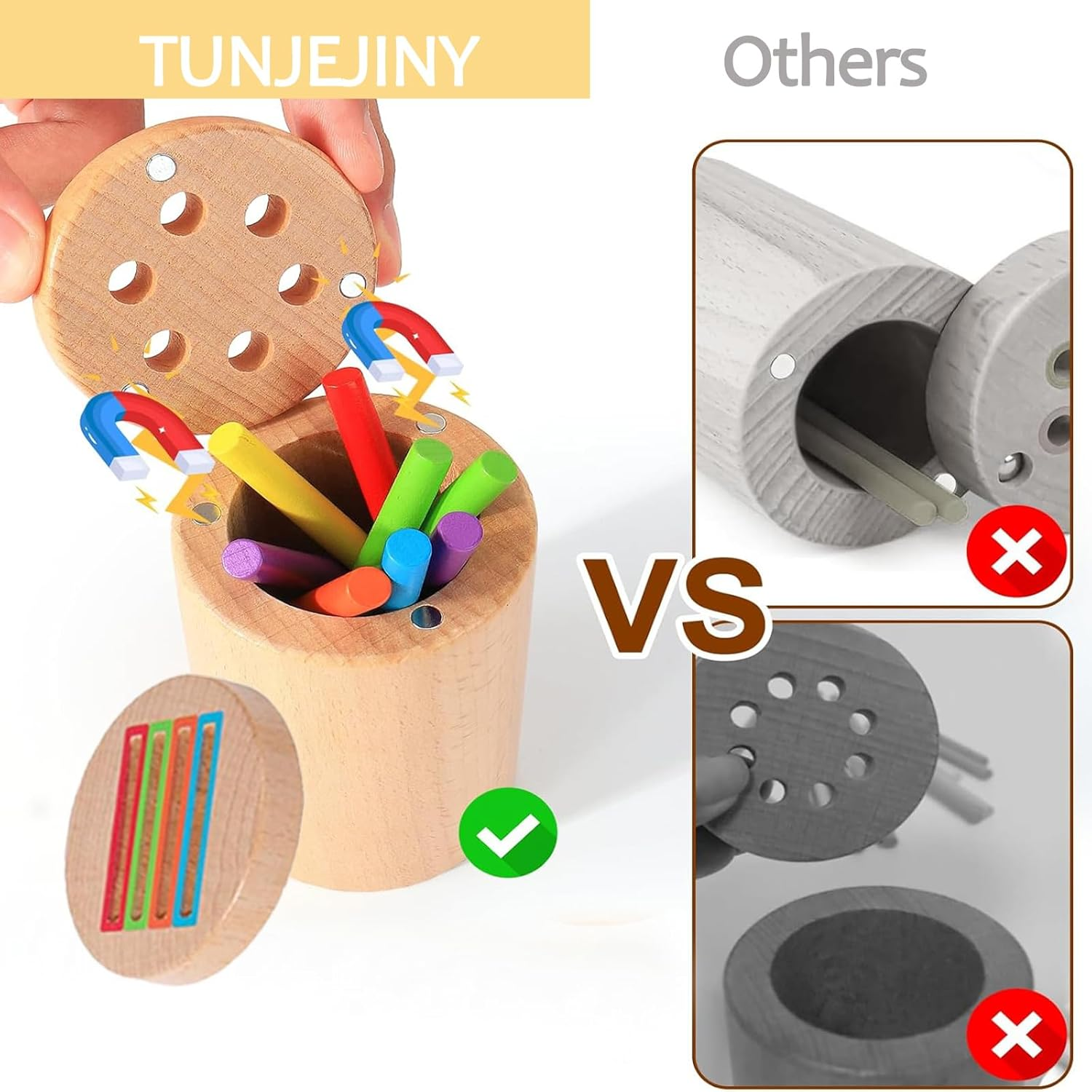 Montessori Toys for 1 2 3+ Year Old, Dual Play Wooden Toddler Educational Toys Color Sorting Preschool Learning Activities, Fine Motor Skills Sensory Matching Games for Boys Girls Gifts image number 5